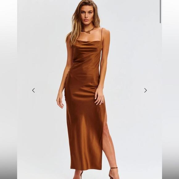 SER.O.YA Bronze Callie Silk Slip Dress, NWT XS - Picture 2 of 13